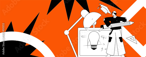 Education and learning people flat vector concept hand drawn illustration
