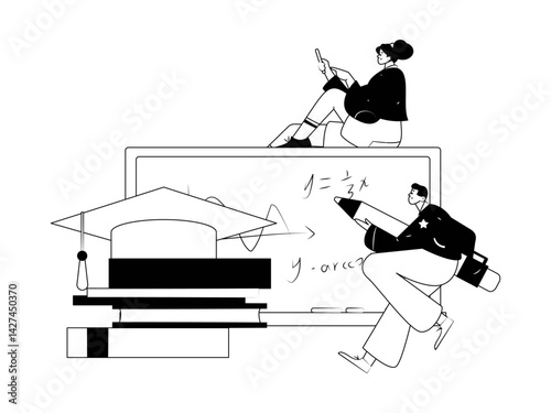 Education and learning people flat vector concept hand drawn illustration
