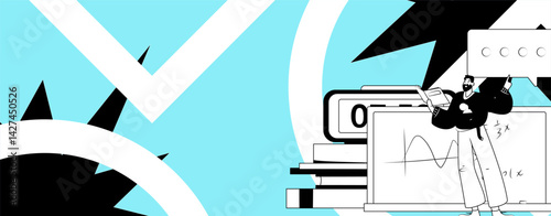 Education and learning people flat vector concept hand drawn illustration
