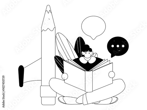 Education and learning people flat vector concept hand drawn illustration
