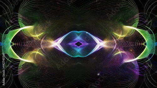 Colorful smooth wave lines Wave element black background Designed with a material that has a surface similar to a translucent frosted coating with a soft but luxurious texture. With translucent proper