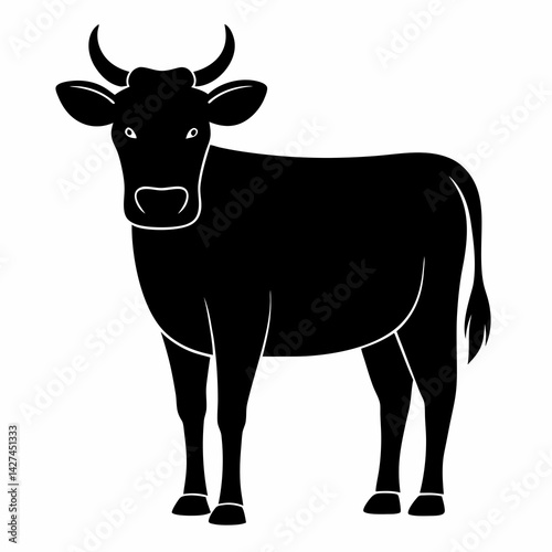 Black Silhouette Cow Standing Profile