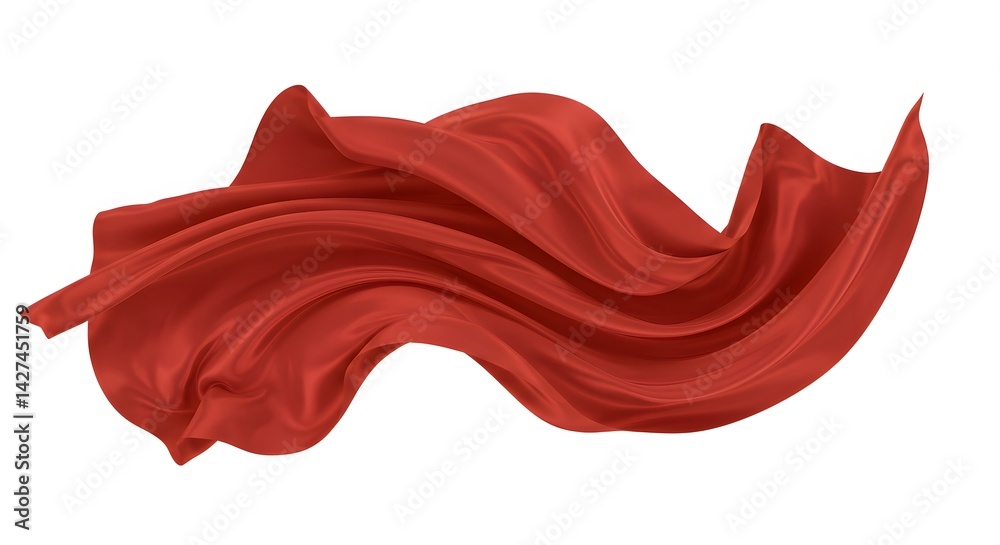 Deep red fabric swirl on white