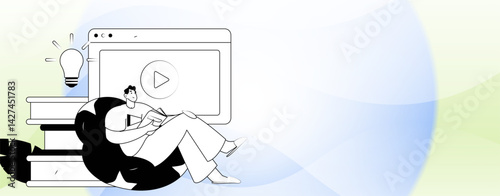 Education and learning people flat vector concept hand drawn illustration
