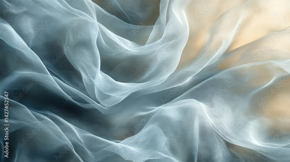 Obraz premium Abstract soft pastel gradient background with gentle curves, evoking calm and happy emotions with copy space