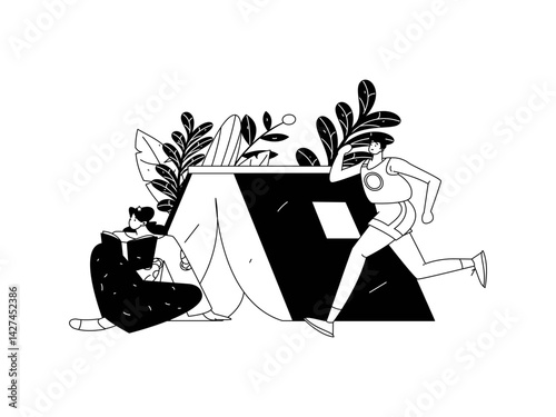 Education and learning people flat vector concept hand drawn illustration
