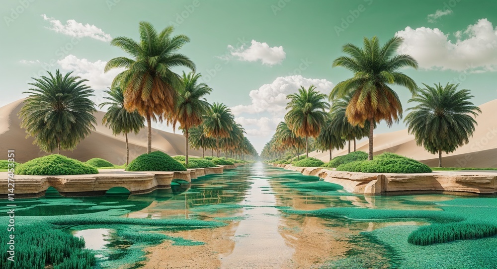 Fototapeta premium green summer surreal realistic abstract pattern art design on plain white background illustration