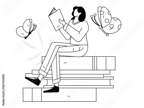 Education and learning people flat vector concept hand drawn illustration
