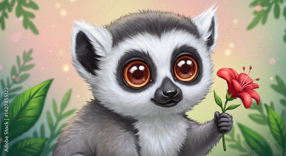 Fototapeta premium Lemur Digital Painting