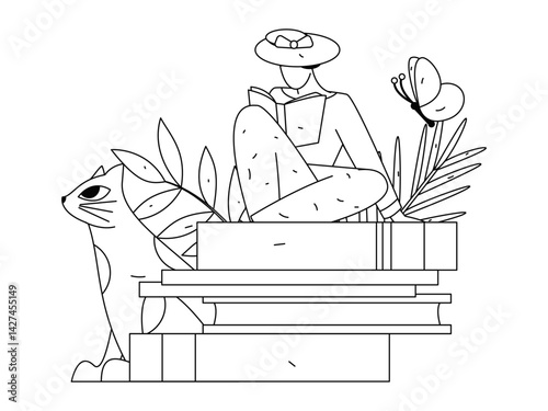 Education and learning people flat vector concept hand drawn illustration
