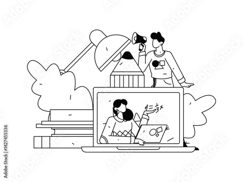 Education and learning people flat vector concept hand drawn illustration
