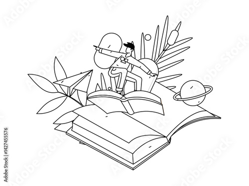 Education and learning people flat vector concept hand drawn illustration
