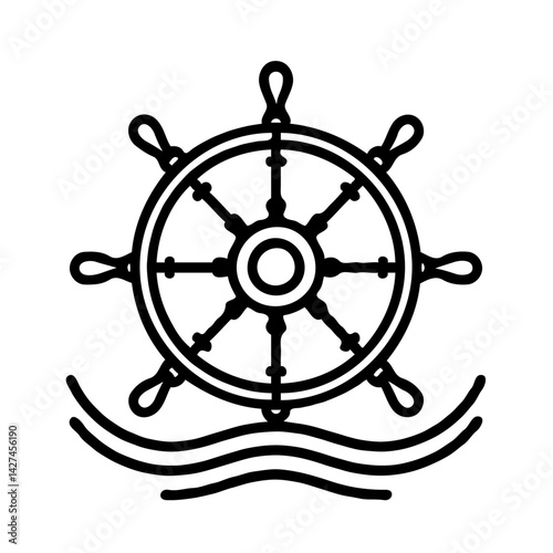Ship Wheel Symbol Representing Nautical Themes and Maritime Culture  