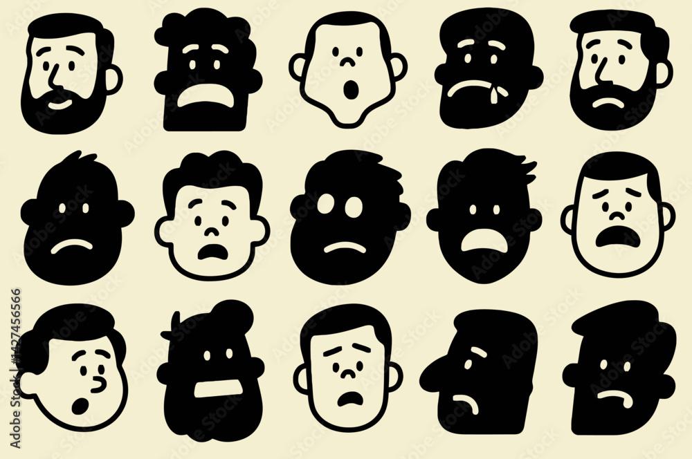Collection of Emotional Face Illustrations Collection of Emotional Face Illustrations