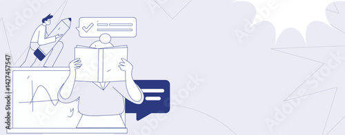 Education and learning people flat vector concept hand drawn illustration
