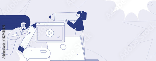 Education and learning people flat vector concept hand drawn illustration

