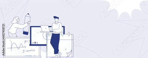 Education and learning people flat vector concept hand drawn illustration
