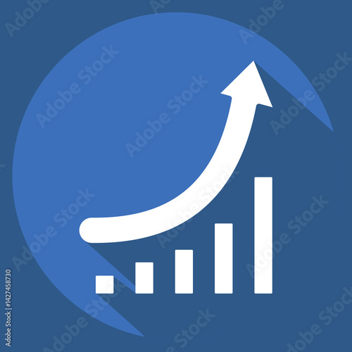 Icon Growth Chart. related to Development symbol. long shadow style
