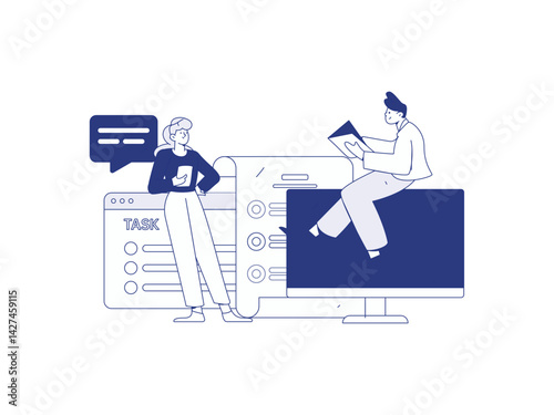 Education and learning people flat vector concept hand drawn illustration
