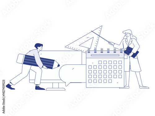 Education and learning people flat vector concept hand drawn illustration
