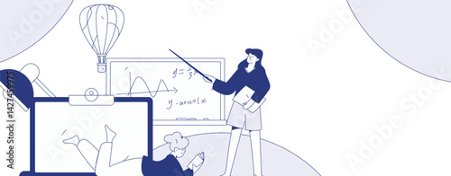 Education and learning people flat vector concept hand drawn illustration
