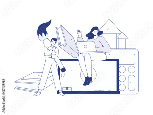 Education and learning people flat vector concept hand drawn illustration

