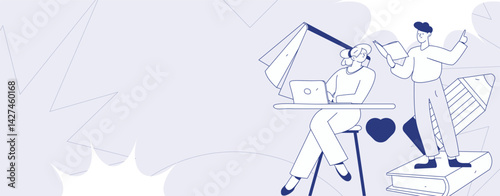 Education and learning people flat vector concept hand drawn illustration
