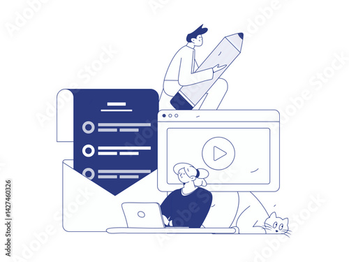 Education and learning people flat vector concept hand drawn illustration
