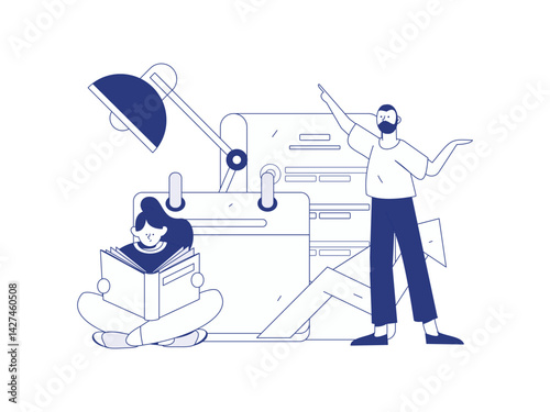 Education and learning people flat vector concept hand drawn illustration
