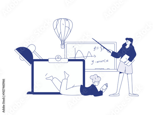 Education and learning people flat vector concept hand drawn illustration
