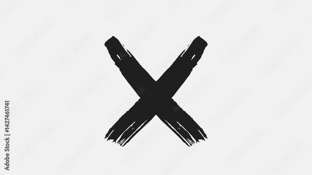 Abstract red cross painted by wide brush strokes, Abstract neon cross mark icon animation.
Cross symbol animation on white background, Red cross mark symbol appear and blink animation.