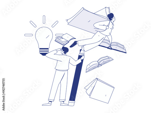 Education and learning people flat vector concept hand drawn illustration
