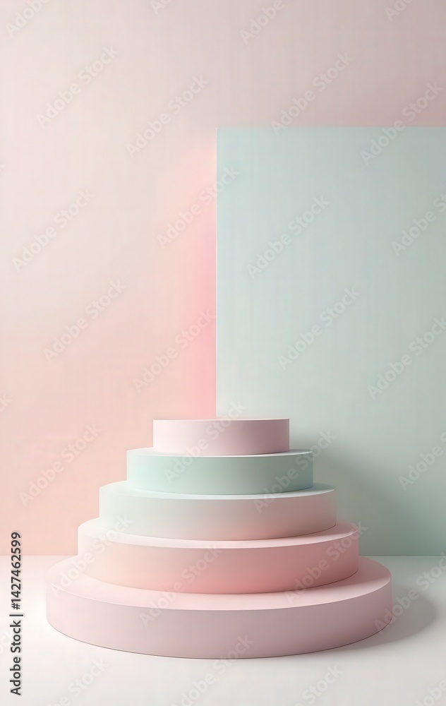 Fototapeta premium A beautifully decorated cake featuring a white and pink design, elegantly perched atop two tiered cakes, adorned with delicate floral accents.