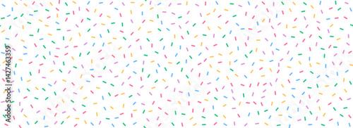Donut sprinkles seamless pattern. Colorful candy cream background. Cake glaze icing overlay for decorative banner, poster, template. Cupcake or ice cream topping texture. Vector wallpaper 