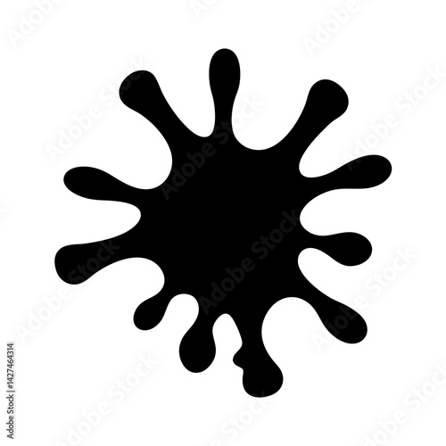 Abstract image of a black ink or paint blot on white background