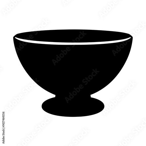 Simple black silhouette of a pedestal bowl with a smooth, curved design