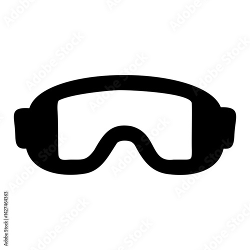 Black Ski goggles silhouette icon on transparent background