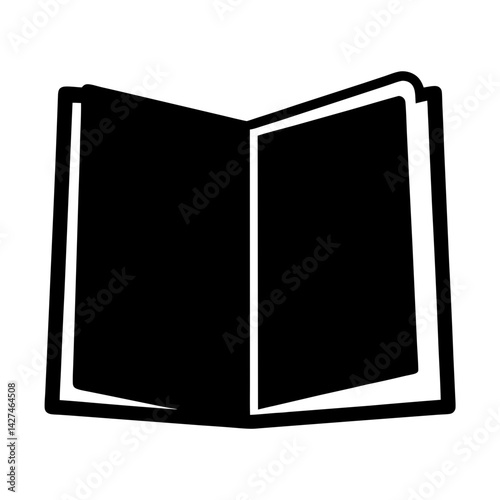 Simple black and white vector illustration of an open book design