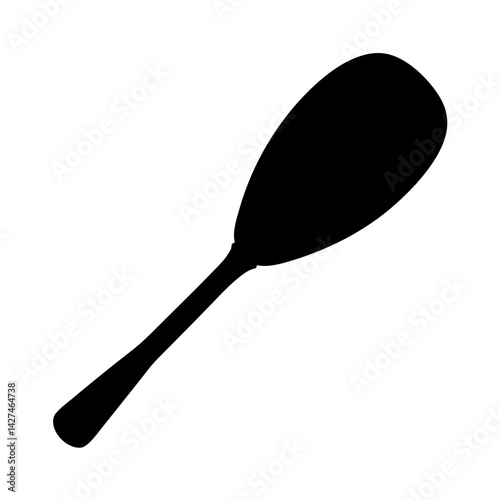Sleek black silhouette of a kitchen utensil, possibly a spoon or spatula
