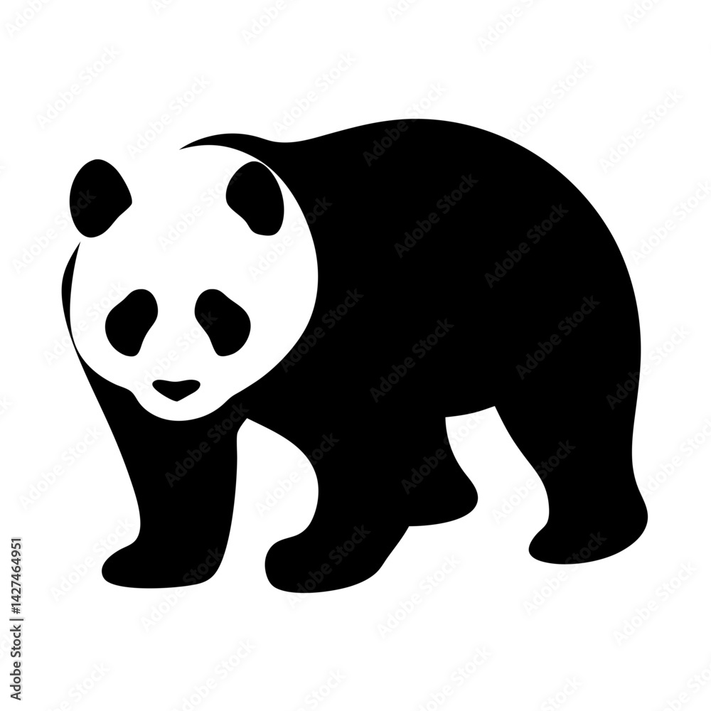 Naklejka premium Stylized black and white panda illustration, isolated on a white background
