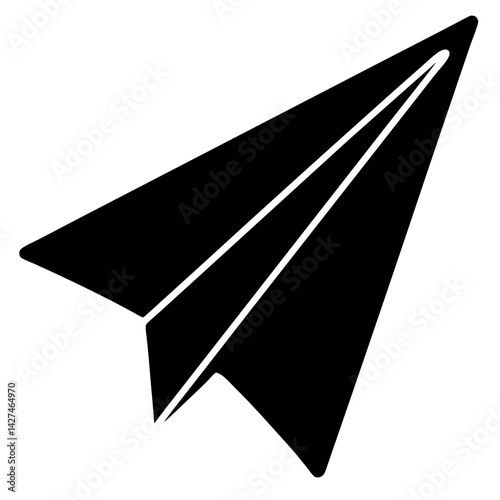 Black paper airplane design illustration symbolizing ideas and concepts
