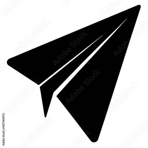 Simple black paper airplane vector illustration for creative projects and designs