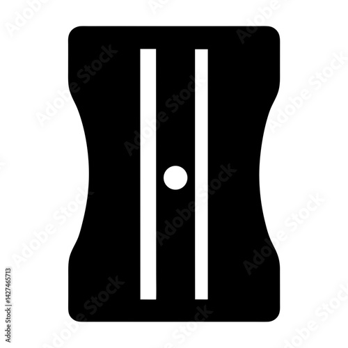 Black and white illustration of a double pencil sharpener with two holes