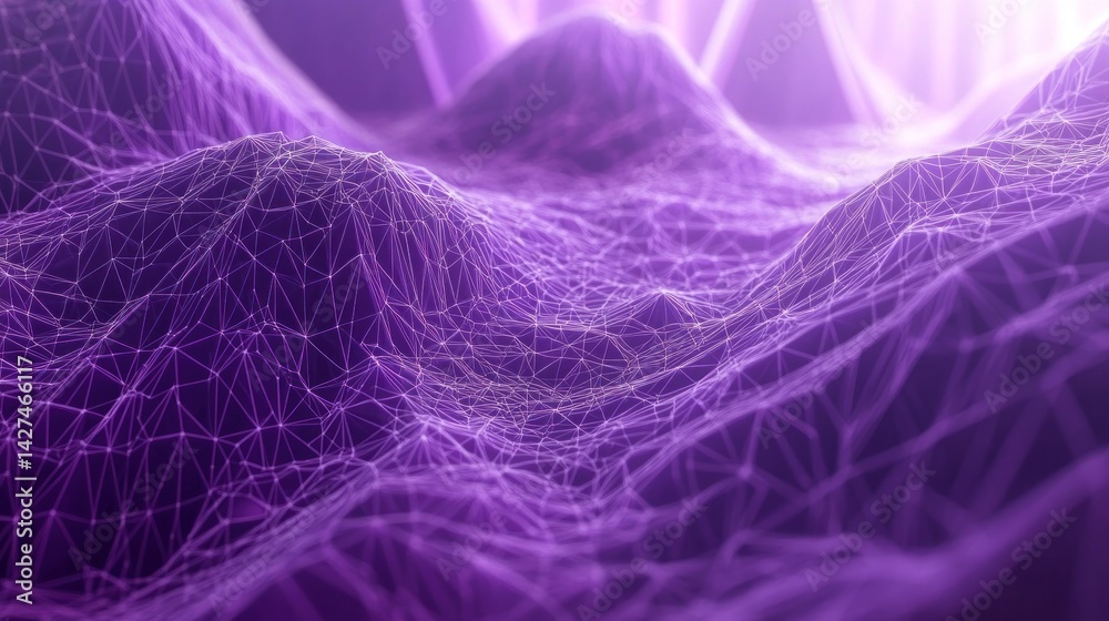 Obraz premium Abstract purple landscape with interconnected network.