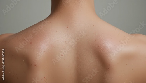 Human back skin texture displayed in close-up view. photo