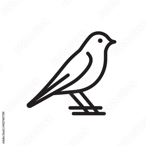 Minimalist Line Art Bird Illustration in Black  