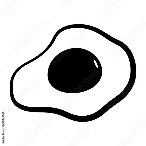 Simple yet satisfying black and white depiction of a sunny side up egg