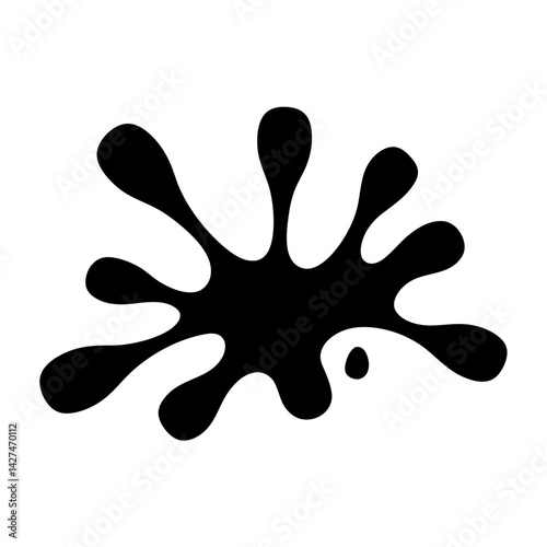 Abstract black ink splat art design on a white background surface