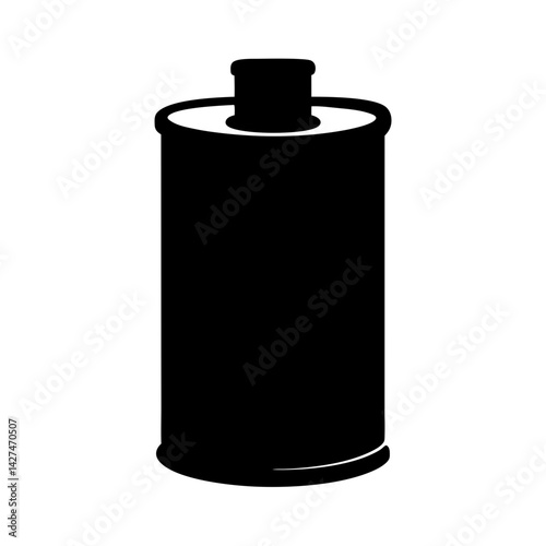 Black silhouette of an oil filter, isolated on a white background