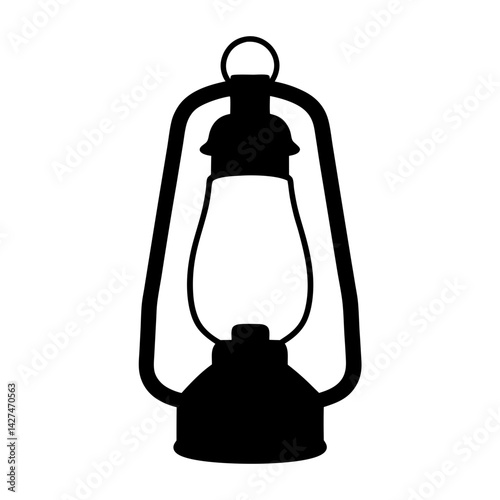 Vintage oil lantern silhouette, a classic symbol of light and nostalgia
